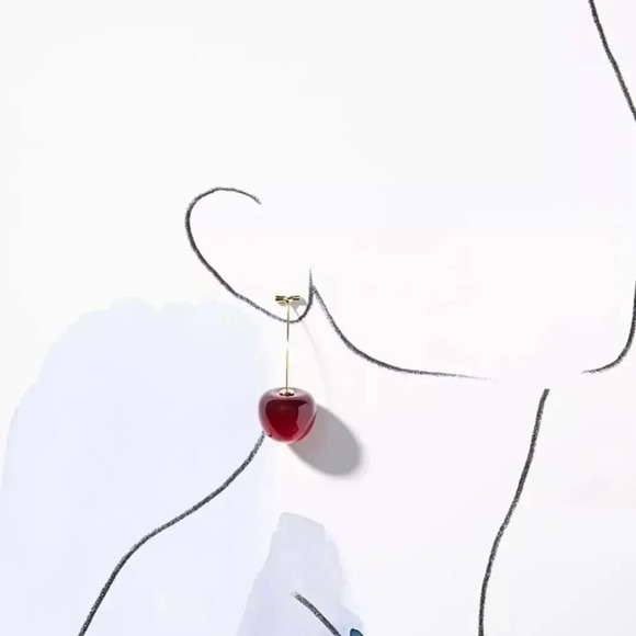Cherry Red Drop Earrings - Picture 3 of 9
